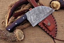 Load image into Gallery viewer, Custom Handmade Damascus Steel Beautiful Clever Knife with Amazing Rose Wood Handle