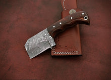 Load image into Gallery viewer, Custom Handmade Damascus Steel Beautiful Mini Chopper Knife with Stunning Rose Wood Handle