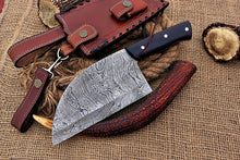 Load image into Gallery viewer, Custom Handmade Damascus Steel Beautiful Clever Knife with Amazing Colored Wood Handle