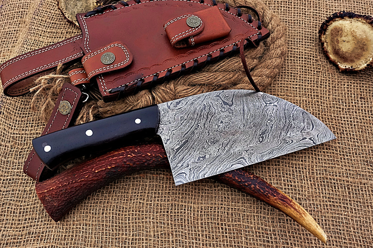 Custom Handmade Damascus Steel Beautiful Clever Knife with Stunning Bu –  USKnife4u