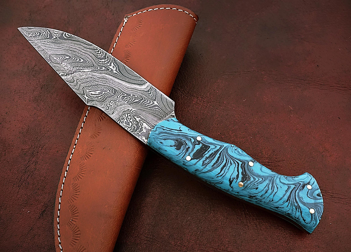 10 CUSTOM HANDMADE High End 250 Layers REAL DAMASCUS STEEL SHEEP HORN KNIFE  NIB - Personalized Engraved