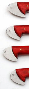 Set of 4 Custom Hand Made Damascus Steel Chef Knife with Red Colored Wood Handle