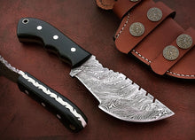 Load image into Gallery viewer, Custom Handmade Damascus Steel Stunning Tracker Knife with Beautiful Bull Horn Handle