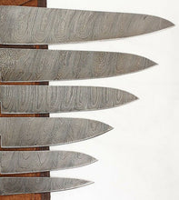 Load image into Gallery viewer, Set of 6 Custom Hand Made Damascus Steel Chef Knifes with Colored Wooden Handle