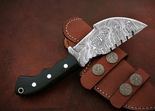 Load image into Gallery viewer, Custom Handmade Damascus Steel Stunning Tracker Knife with Beautiful Bull Horn Handle