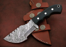 Load image into Gallery viewer, Custom Handmade Damascus Steel Stunning Tracker Knife with Beautiful Bull Horn Handle