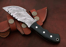 Load image into Gallery viewer, Custom Handmade Damascus Steel Stunning Tracker Knife with Beautiful Bull Horn Handle