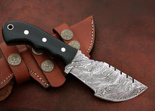 Load image into Gallery viewer, Custom Handmade Damascus Steel Stunning Tracker Knife with Beautiful Bull Horn Handle