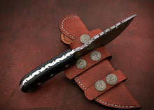 Load image into Gallery viewer, Custom Handmade Damascus Steel Stunning Tracker Knife with Beautiful Bull Horn Handle