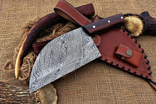 Load image into Gallery viewer, Custom Handmade Damascus Steel Beautiful Clever Knife with Amazing Rose Wood Handle