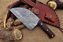 Load image into Gallery viewer, Custom Handmade Damascus Steel Beautiful Clever Knife with Amazing Rose Wood Handle