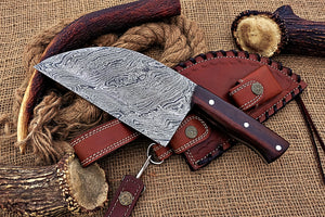 Custom Handmade Damascus Steel Beautiful Clever Knife with Amazing Rose Wood Handle