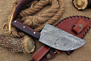 Custom Handmade Damascus Steel Beautiful Clever Knife with Amazing Rose Wood Handle