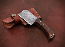 Load image into Gallery viewer, Custom Handmade Damascus Steel Beautiful Mini Chopper Knife with Stunning Rose Wood Handle