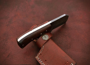 Custom Handmade Damascus Steel Beautiful Mini Chopper Knife with Stunning Rose Wood Handle