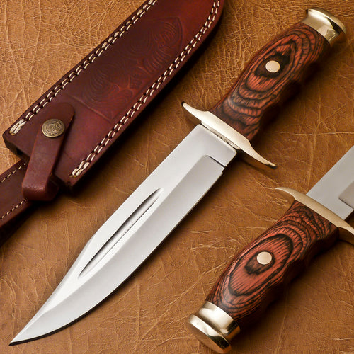 Custom Hand Made D2 Steel Hunting Knifes with Amazing Wood Handle