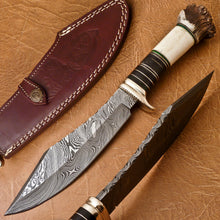 Load image into Gallery viewer, Custom Handmade Damascus Steel Bowie Knife