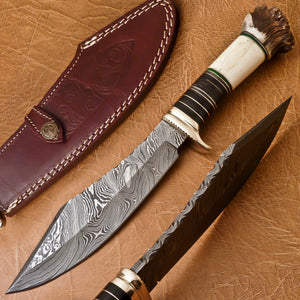 Custom Handmade Damascus Steel Bowie Knife