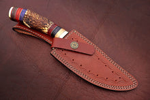 Load image into Gallery viewer, Handmade Damascus Steel Hunting Knife with Stag Handle