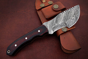 Custom Handmade Damascus Steel Stunning Tracker Knife with Beautiful Colored Micarta Handle