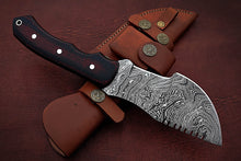 Load image into Gallery viewer, Custom Handmade Damascus Steel Stunning Tracker Knife with Beautiful Colored Micarta Handle