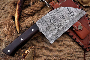 Custom Handmade Damascus Steel Beautiful Clever Knife with Stunning Dual Rose Wood Handle