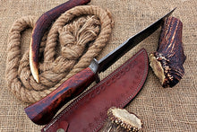 Load image into Gallery viewer, Custom Handmade Damascus Steel Stunning Hunting Knife with Beautiful Rose Wood Handle