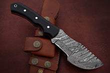 Load image into Gallery viewer, Custom Handmade Damascus Steel Amazing Tracker Knife with Beautiful Black Micarta Handle