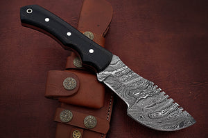 Custom Handmade Damascus Steel Amazing Tracker Knife with Beautiful Black Micarta Handle