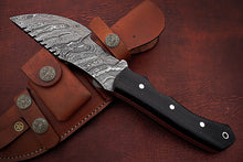 Load image into Gallery viewer, Custom Handmade Damascus Steel Amazing Tracker Knife with Beautiful Black Micarta Handle