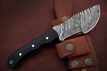 Load image into Gallery viewer, Custom Handmade Damascus Steel Amazing Tracker Knife with Beautiful Black Micarta Handle