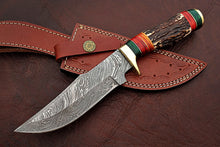 Load image into Gallery viewer, Custom Made Damascus Steel Amazing Bowie Knife with Stag Handle