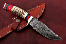 Load image into Gallery viewer, Custom Hand Made Damascus Steel Beautiful Hunting Bowie Knife