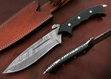 Load image into Gallery viewer, Custom Handmade Damascus Steel Beautiful Hunting Knife with Stunning Bull Horn Handle