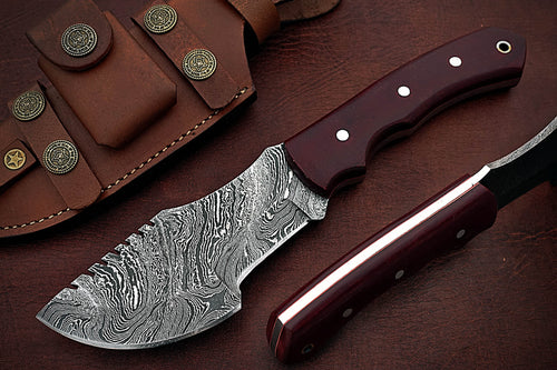 Custom Handmade Damascus Steel Beautiful Tracker Knife with Stunning Micarta Handle