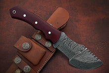 Load image into Gallery viewer, Custom Handmade Damascus Steel Beautiful Tracker Knife with Stunning Micarta Handle