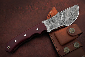 Custom Handmade Damascus Steel Beautiful Tracker Knife with Stunning Micarta Handle