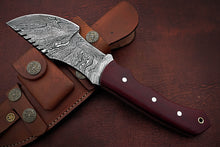 Load image into Gallery viewer, Custom Handmade Damascus Steel Beautiful Tracker Knife with Stunning Micarta Handle