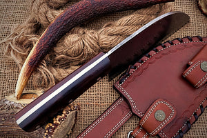 Custom Handmade Damascus Steel Beautiful Clever Knife with Stunning Dual Rose Wood Handle