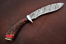 Load image into Gallery viewer, Custom Hand Made Damascus Steel Amazing Kukri Knife with Stag Horn Handle