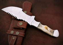 Load image into Gallery viewer, Custom Handmade D2 Steel Beautiful Tracker Knife with Amazing Ram Horn Handle