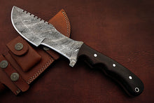 Load image into Gallery viewer, Custom Handmade Damascus Steel Amazing Tracker Knife with Beautiful Rose Wood Handle