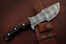 Load image into Gallery viewer, Custom Handmade Damascus Steel Amazing Tracker Knife with Beautiful Rose Wood Handle