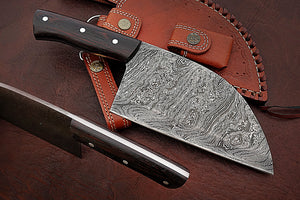 Custom Handmade Damascus Steel Amazing Clever Knife with Beautiful Rose Wood Handle
