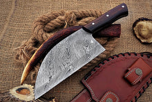 Load image into Gallery viewer, Custom Handmade Damascus Steel Beautiful Clever Knife with Stunning Dual Rose Wood Handle