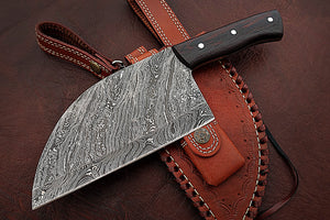 Custom Handmade Damascus Steel Stunning Hunting Cleaver