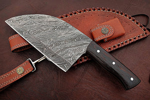 Custom Handmade Damascus Steel Amazing Clever Knife with Beautiful Rose Wood Handle