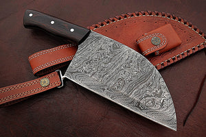 Custom Handmade Damascus Steel Stunning Hunting Cleaver