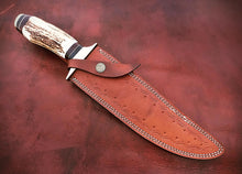 Load image into Gallery viewer, Custom Handmade Damascus Steel Amazing Hunting Knife with Beautiful Stag Horn Handle