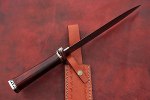 Custom Hand Made Damascus Steel Beautiful Dagger Knife with Wood Handle